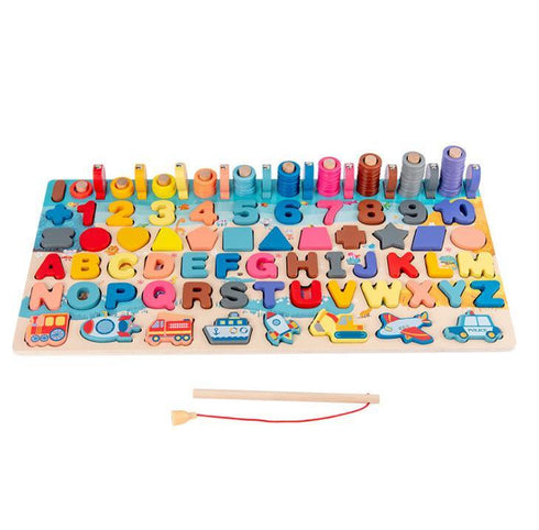 Digital letter logarithm board children's intelligence development early education puzzle building blocks fishing toys